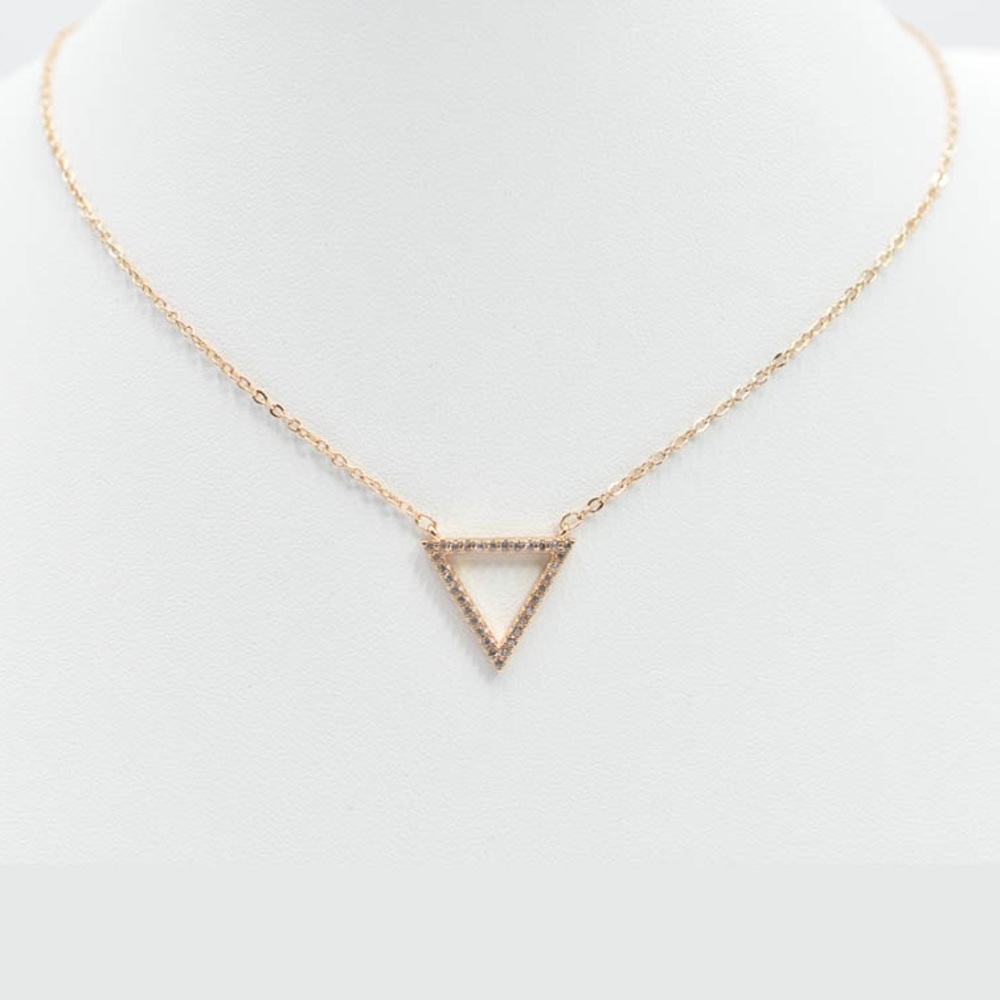 Dainty 14k Gold Plated Pave Triangle Necklace - Picture 5 of 5